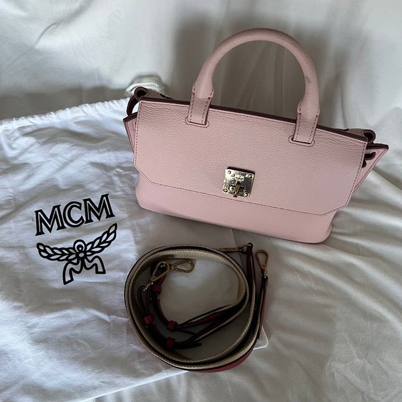 MCM Milla Leather Backpack Light Pink Leather Bag - Picture 1 of 14